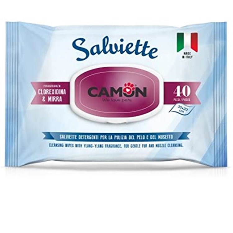Camon 40 Salviette Detergenti Mirra Clorexidina Per Pelo E Musetto