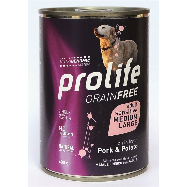 Club Prolife Dog Medium Large Adult Sensitive Grain Free Maiale e Patate 400 gr Umido Per Cani