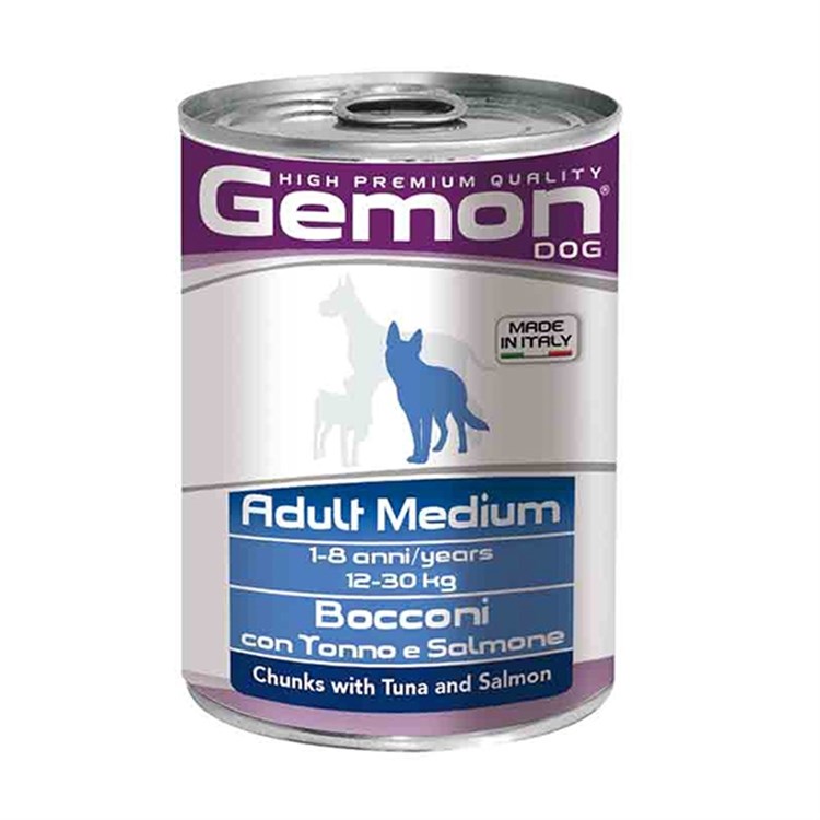 Gemon Adult Medium Bocconi con Tonno e Salmone 415 gr umido Cane