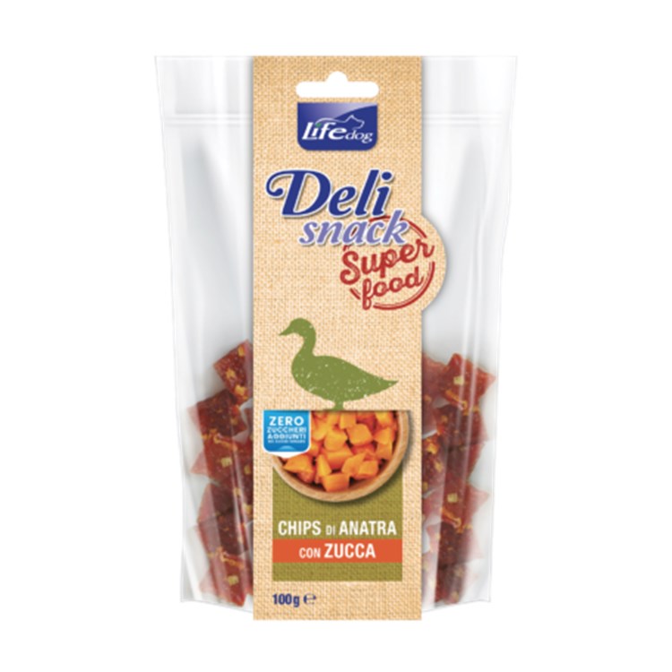 Life Dog Snack Delisnack Superfood Chips Anatra Zucca 100 gr